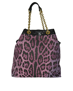 Shoulder Bag, Animal Print Fabric, Purple and Black, 3